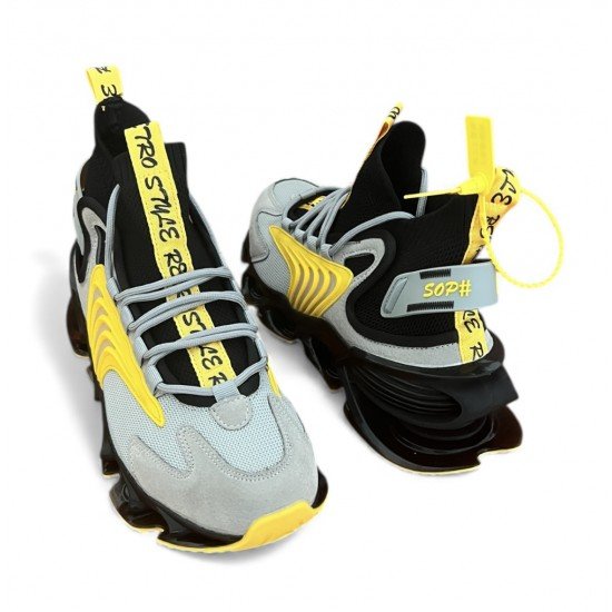 33Y Αθλητικό μποτάκι γκρι κίτρινο 